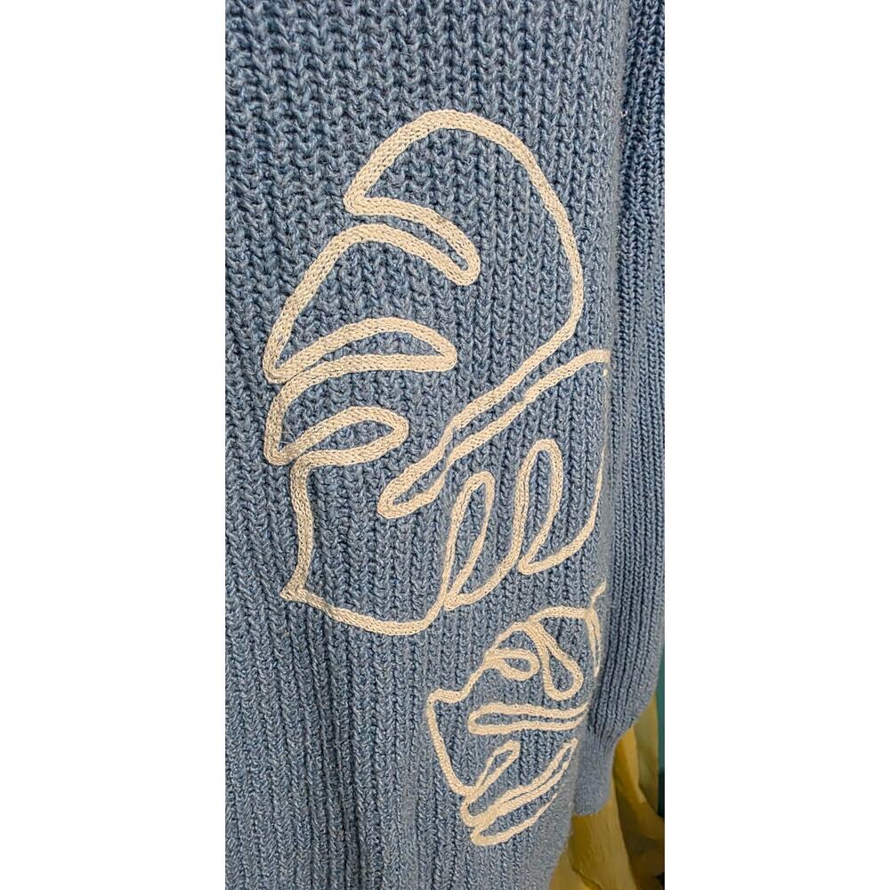 Tommy Bahama Breezy Beach Crewneck Sweater Monstera Plant Medium - Picture 2 of 6